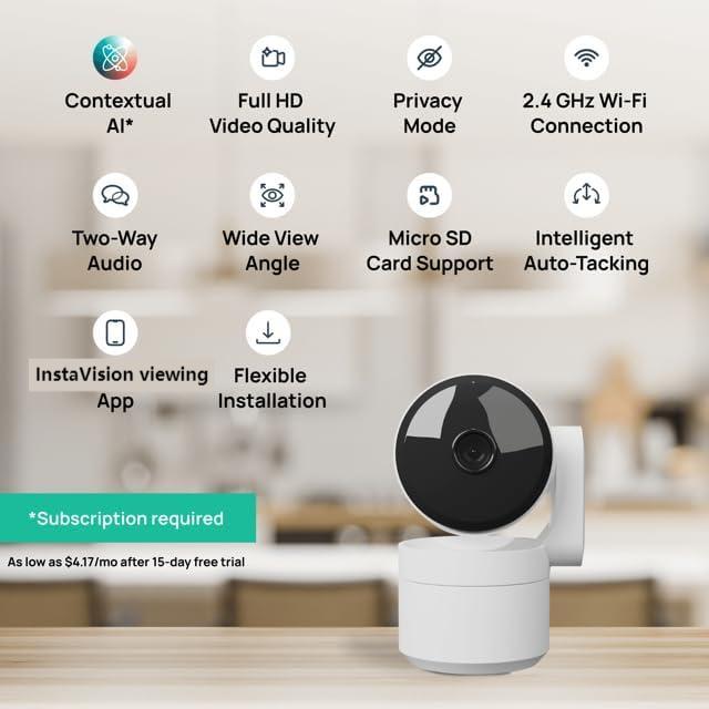 Wesecuu AI Camera Indoor Pan Tilt Home  2.4GHz Wi-Fi Security Camera