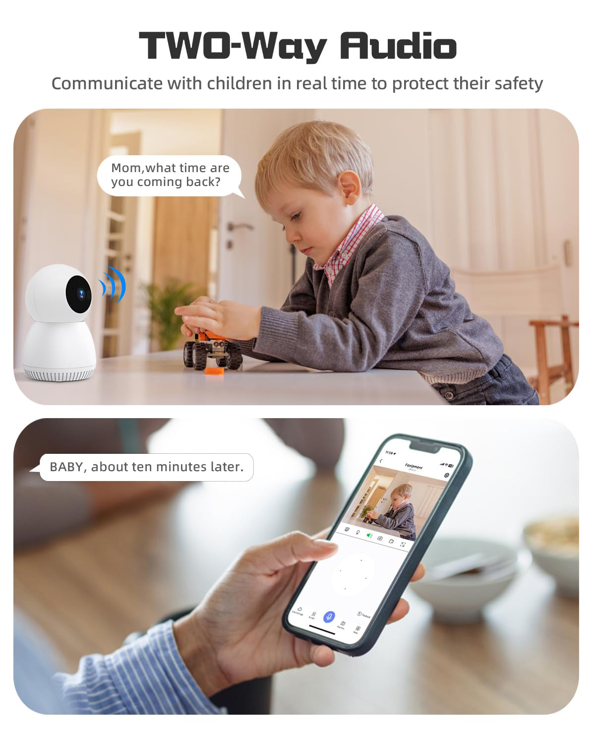 Wesecuu indoor 2.4G WiFi Mini Smart Video  Monitor Security Cameras