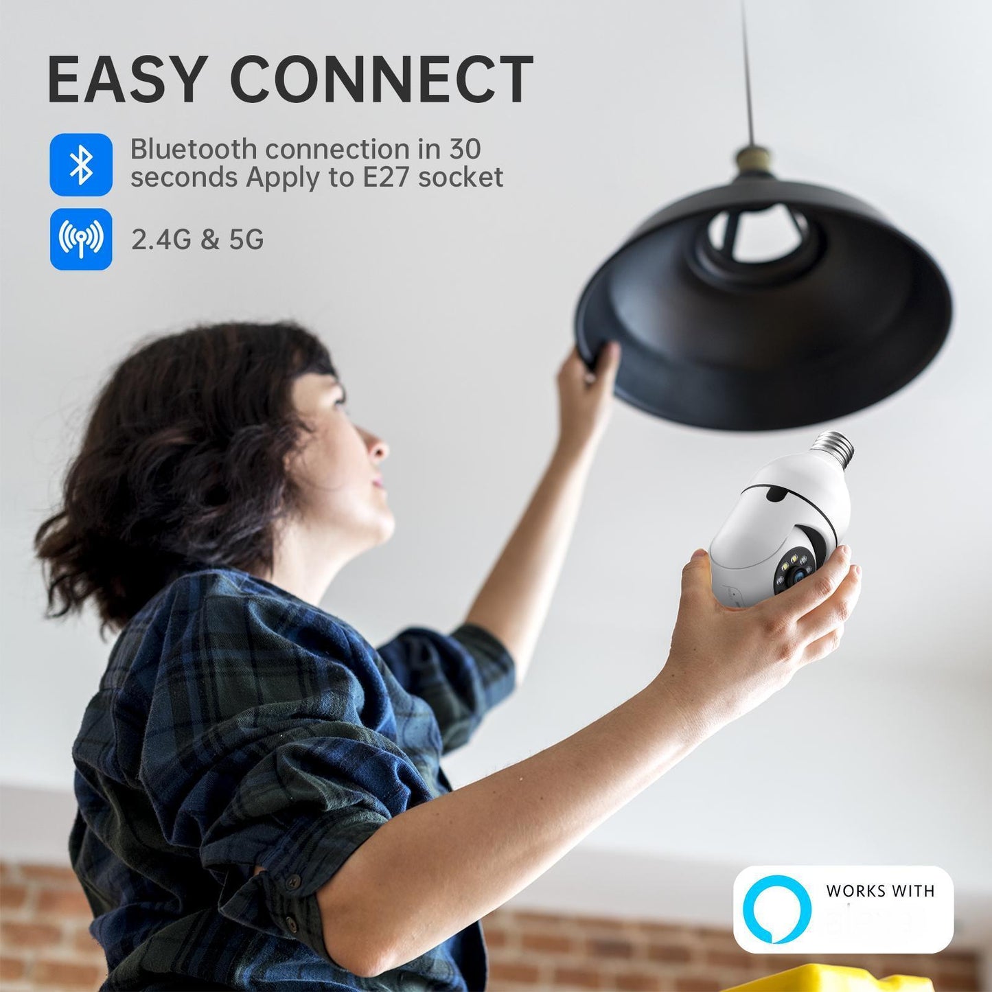 WESECUU 2K Wireless Indoor Light Bulb WiFi Security Camera